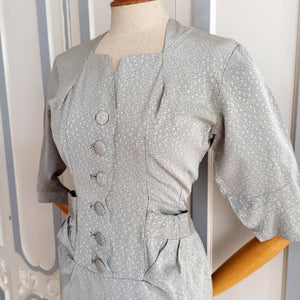 1940s 1950s - Elegant Parisien Dress - W28 (72cm)