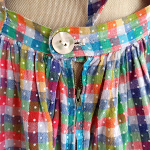 1940s 1950s - Adorable Colorful Tie Back Dress - W27 (68cm)