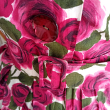 Charger l&#39;image dans la galerie, 1950s - ASTOR, France - Outstanding Rose Print Dress - W30 (76cm)
