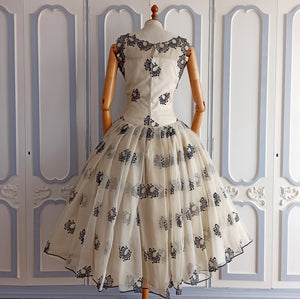 1950s - Spectacular French Silk Sheer Dress - W27.5 (70cm)