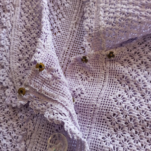 1930s 1940s - Adorable Lavender Handmade Knit Blouse - S