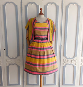 1960s - Super Cute Colorful Bolero Dress - W27.5 (70cm)