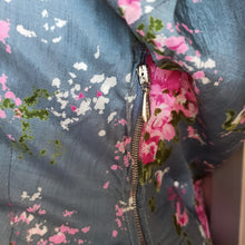 Cargar imagen en el visor de la galería, 1950s  - Exquisite Teal Hydrangeas Print Silk Dress - W31.5 (80cm)
