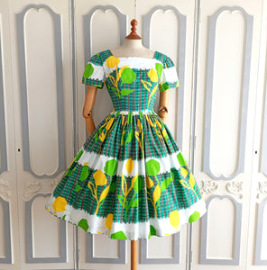 1950s 1960s - PLUTINA - Stunning Floral Cotton Dress - W26 (66cm)