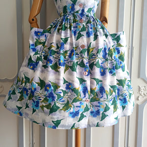1950s - Stunning Floral Pockets Cotton Dress - W27.5 (70cm)