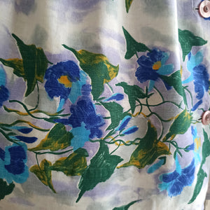1950s - Stunning Floral Pockets Cotton Dress - W27.5 (70cm)