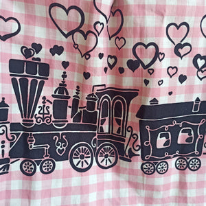 1950s 1960s - Confezione di Lusso - Ultrarare Hearts Train Print Cotton Dress - W29 (74cm)