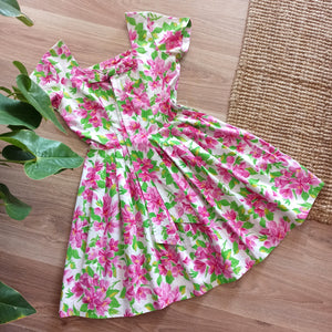 1950s - Truly Precious Floral Cotton Dress - W25 (64cm)