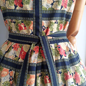 1940s 1950s - Fabulous Front Zipper Cotton Dress - W31 (78cm)