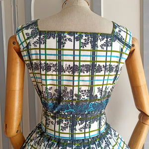 1950s 1960s - CAROLINE ROHMER, Paris - Collector's Roseprint Dress - W27 (68cm)