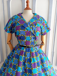 1950s - WLZ, Germany - Fabulous Purple Blue Dress - W30 (76cm)