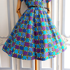 1950s - WLZ, Germany - Fabulous Purple Blue Dress - W30 (76cm)