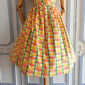 1950s - Stunning French Cotton Summer Dress - W29 (74cm)