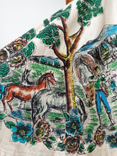 Laden Sie das Bild in den Galerie-Viewer, 1950s - MITLA, Mexico - Fabulous Fiesta Gitana Hand-Printed Full Circle Skirt
