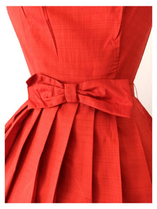 1950s 1960s - Stunning Orange Red Dress - W26 (66cm)