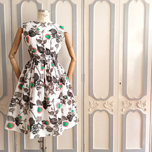 1950s - Tiger - Gorgeous Floral Rayon Dress - W25 (64cm)