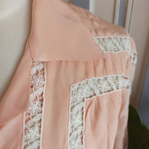 1930s - Adorable Antique Pink Lace Silk Blouse - W32 (82cm)