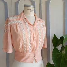 Load image into Gallery viewer, 1930s - Adorable Antique Pink Lace Silk Blouse - W32 (82cm)
