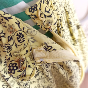 1950s - Gorgeous Yellow Floral Print Pocket Cotton Skirt - W29 (74cm)