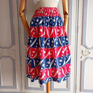 1940s - Victory Day Colors Cotton Skirt - W24 to 41 (60 to 104cm)