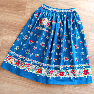 1950s - Adorable Pocket Floral Cotton Skirt - W24 (62cm)