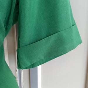 1940s - Exquisite Collar Green Silk Blouse - W38 (96cm)