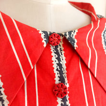 Load image into Gallery viewer, 1950s - Stunning Red Shawl Collar Cotton Dress - W28.5 (72cm)
