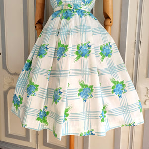 1950s - Lovely Hydrangeas Print Cotton Dress - W24 (60cm)