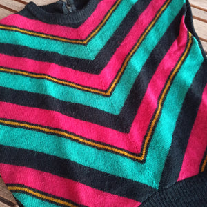 1940s - Rare & Fabulous Acid Colors Wool Jumper - Size S/M