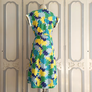 1940s - Gorgeous Abstract Cotton Dress - W32 (82cm)