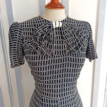 Load image into Gallery viewer, 1930s - Adorable Black &amp; White Puff Shoulders Rayon Dress  - W32 (82cm)
