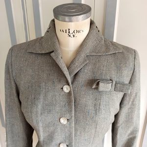1940s 1950s - Marcé, France - Grey Atomic Flecked Wool Jacket - W31" (78cm)