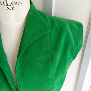 1940s - Stunning Green Suede Vest Jacket - W26/27.5 (66/70cm)