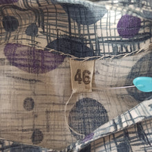 Carica l&#39;immagine nel visualizzatore di Gallery, 1950s - Gorgeous Purple Abstract Atomic Print Cotton Dress - W32 (82cm)
