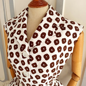 1950s - Stunning Autumn Cotton Belted Dress - W28 (72cm)