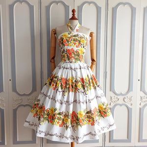 1950s - Spectacular French Eclair Halterneck Dress - W26 (66cm)