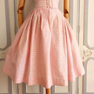1950s - Adorable Pink Vichy Belted Cotton Dress - W24 (60cm)