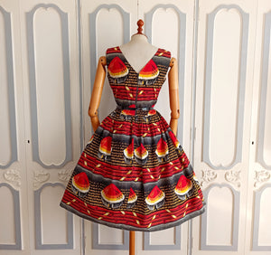 1950s - Gorgeous French Shacks Novelty Print Cotton Dress - W30 (76cm)