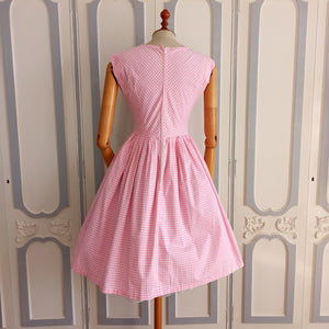 1960s - Sweet Pink Vichy Cotton Dress - W27 (68cm)