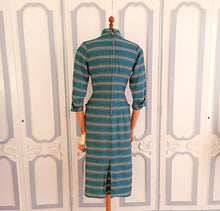 Load image into Gallery viewer, 1940s 1950s - Stunning Petrol Soft Wool Waspwaist Dress - W27.5 (70cm)
