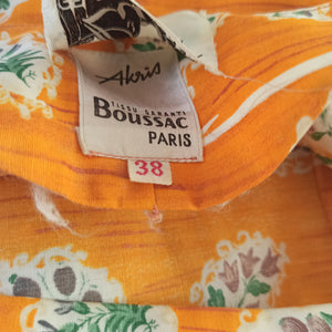 1950s - Spectacular Orange Floral Cotton Dress - W29 (74cm)