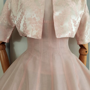 1950s - Spectacular Antique Pink Silk Bolero Dress  - W26 (66cm)