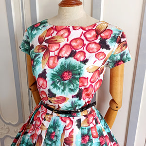 1950s - Stunning Abstract Floral Dress - W27.5 (70cm)