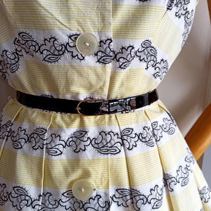 1950s - Adorable Yellow Cotton Day Dress - W27.5 (70cm)