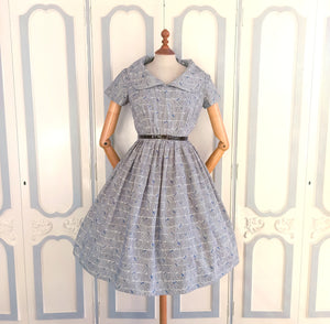 1950s - JUNEX, France - Gorgeous Printed Cotton Dress - W30 (76cm)