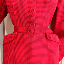 Load image into Gallery viewer, 1940s - Gorgeous Red Soft Flannel Winter Dress - W32 (82cm)
