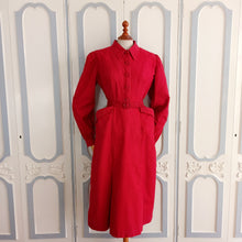 Load image into Gallery viewer, 1940s - Gorgeous Red Soft Flannel Winter Dress - W32 (82cm)
