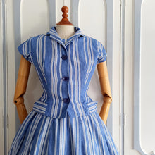 Cargar imagen en el visor de la galería, 1940s 1950s - Gorgeous 2pc Soft Denim Dress+Top - W26 (66cm)

