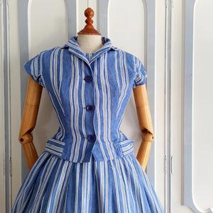 1940s 1950s - Gorgeous 2pc Soft Denim Dress+Top - W26 (66cm)