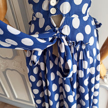 Charger l&#39;image dans la galerie, 1940s - Gorgeous Blue Polkadots Rayon Bolero Dress - W27 (68cm)
